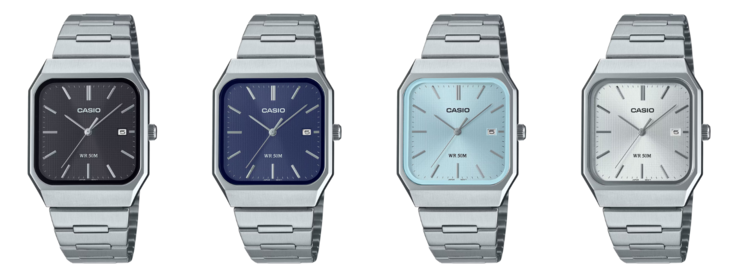 De fyra klockorna i Casios MTP-B185D-kollektion som presenterades tidigare under 2025. (Bildkälla: Casio)