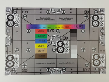 Test chart Galaxy S9 with f/1.5 aperture