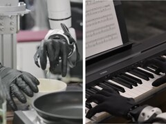 Genesis AI visar robothänder som utför finmotoriska uppgifter som att knäcka ägg, skiva tomater, ansluta kablar och spela piano.