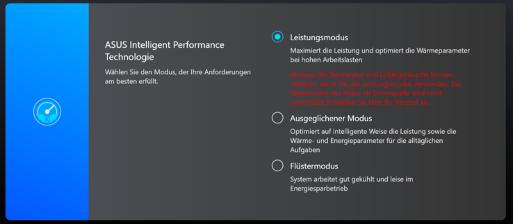 MyAsus: Prestanda-läge var aktivt för alla benchmarks - endast iGPU:n fungerar i whisper-läge