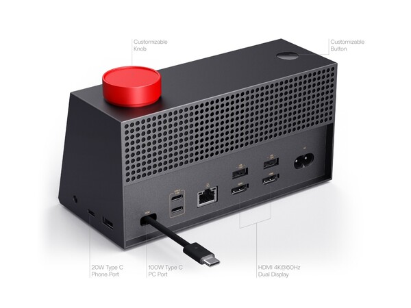 Lenovo AI Work Companion Concept har en rad olika portar på baksidan och höger sida.