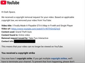 Dark Space delade på YouTube att hans video om GTA 6-kartmodet togs ner av ett upphovsrättsanspråk från Take-Two Interactive. (Bildkälla: Dark Space via YouTube)