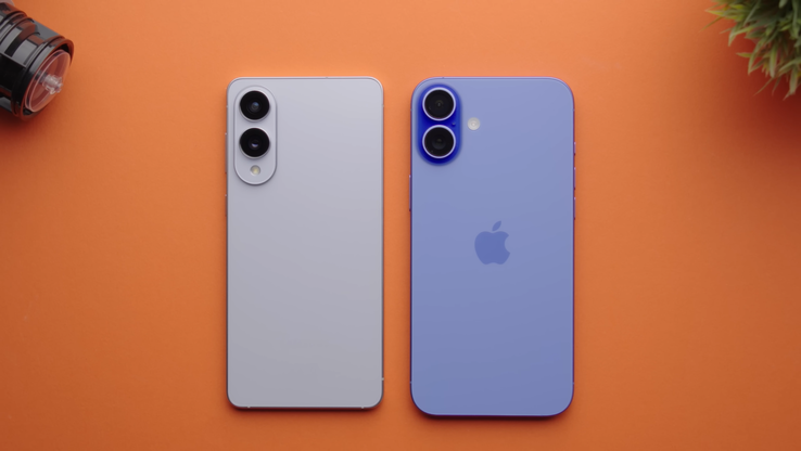 Galaxy S25 Edge och iPhone 16 Plus kamerainställning. (Bildkälla: Versus på YouTube)