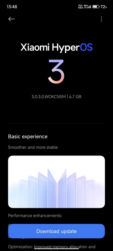 HyperOS 3 OTA på Redmi K80 (Bildkälla: Reddit-användare u/Note1411)