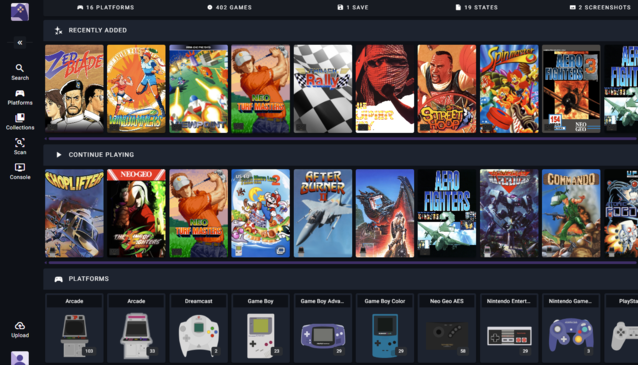 Med ROMM kan du hantera hela din ROM-samling, men endast spel upp till PS1 kan spelas i webbläsaren (Bildkälla: Notebookcheck)