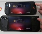 Nintendo Switch 2 (överst) och Steam Deck OLED (nederst) kör No Man's Sky sida vid sida. Bilden belyser skillnaden i laddningstid som observerades under testningen. (Bildkälla: The Phawx på YouTube)
