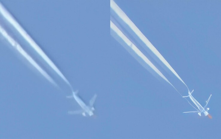 Ett flygplan med 100x zoom på Pixel 10 Pro till vänster, den optimerade Pro Res zoomversionen till höger (Bildkälla: Cnet)