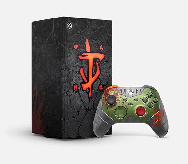 Konsolens omslag och Xbox Wireless Controller har båda märket för Slayer. (Bildkälla: Microsoft)
