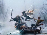 Konstnärlig rendering av Kratos och Atreus som slåss mot Freya från God of War Ragnarok.