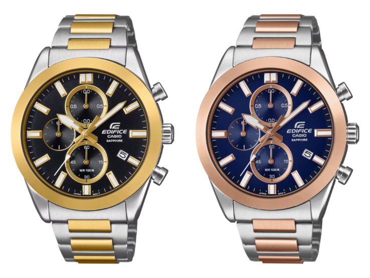 Klockorna Casio Edifice EFB-710SG-1AV (vänster) och EFB-710SG-2AV (höger). (Bildkälla: Casio, redigerad)