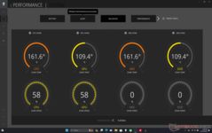 Fyra effektprofiler tillgängliga: Batteri, Balanserad, Prestanda och Overdrive