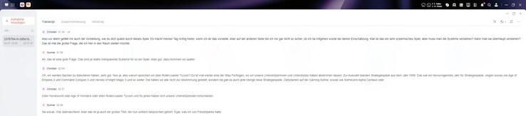 Här syns det tydligt: längre passager delas upp. Taligenkänningen fungerar i allmänhet bra.