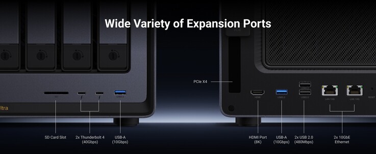 I/O-utbudet är ganska imponerande, med bland annat dubbla 10G Ethernet-portar och dubbla Thunderbolt 4-portar.