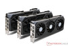 Gigabyte Radeon RX 9070 XT Gaming OC 16G (vänster), Gigabyte Radeon RX 9070 Gaming OC 16G (mitten), Gigabyte Radeon RX 9060 XT Gaming OC 16G (höger)