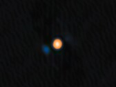 En bild av Beltegeuse och dess följeslagarstjärna Siwarha (Bildkälla: NASA, JPL och NOIRLab; beskuren)