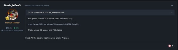 Inlägg om borttagning av PS Store shovelware @PSNProfiles