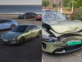 Xiaomi SU7 klarade sig mycket sämre i kollisionen med Tesla Model Y. (Bildkälla: Xiaomi/@Tslachan - redigerad)