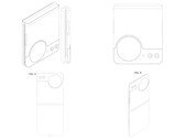 Samsung-patent som visar en flipptelefondesign från olika vinklar.
