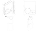 Samsung-patent som visar en flipptelefondesign från olika vinklar.