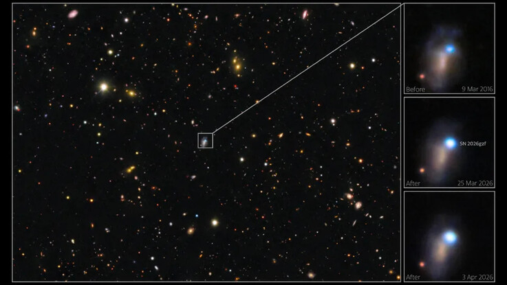 En bild som visar galaxen där supernovan SN 2026gzf finns.