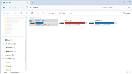 De två Ventoy-partitionerna