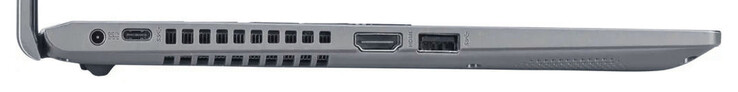 Vänster sida: USB 3.2 Gen 1 (USB-C), HDMI, USB 3.2 Gen 1 (USB-A)