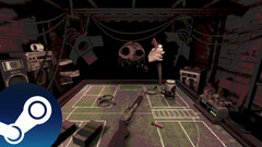 En skärmdump från Buckshot Roulette som visar spelets läskiga atmosfär när du spelar mot dealern. (Bildkälla: Steam)