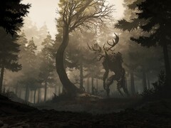 Bild från spelet GreedFall som visar en skog och en varelse. (Bildkälla: Steam)