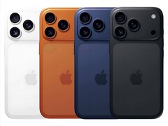 Apple iPhone 17 Pro i läckta färgalternativ: vit, orange, marinblå och svart (Bildkälla: Unofficial artwork)