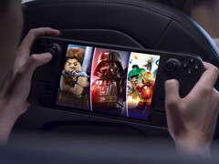 Samlingen av LEGO Worlds Collide-spel går snart ut. På bilden: Steam Deck med omslagsbilden för paketet. (Bildkälla: Valve och Humble Bundle - redigerad)