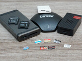 Testfältet: Två MicroSD Express-kort mot tre UHS-kort. Sony Tough utelämnades eftersom den användes vid fotograferingen. Utanför: Två likaledes relativt nya minneskortsformat som inte kunde hävda sig. (Bildkälla: Andreas Sebayang/N