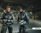 Två Starfield-karaktärer i en futuristisk anläggning med Nvidia DLSS 5 aktiverat