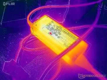 AC-adaptern når över 40 C vid krävande belastningar