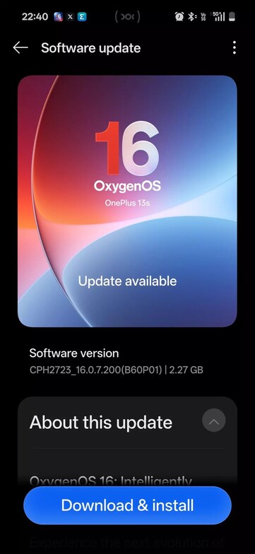 OxygenOS 16.0.7.200 OTA på OnePlus 13S