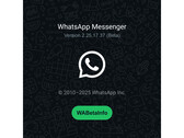 En stänkskärm med en upptagen grön bakgrund och WhatsApp-logotyp som nämner numret på den senaste beta-byggnaden. (Bildkälla: @WABetaInfo på X)