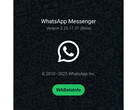 En stänkskärm med en upptagen grön bakgrund och WhatsApp-logotyp som nämner numret på den senaste beta-byggnaden. (Bildkälla: @WABetaInfo på X)