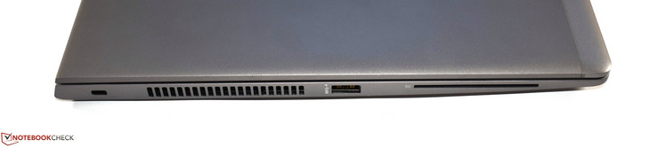 Vänster sida: Kensington-lås, USB 3.0 Typ A-port, Smart card-läsare