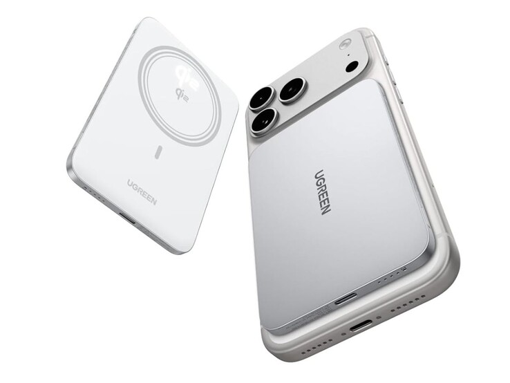 Den vita Ugreen MagFlow Air Magnetic Power Bank (5000mAh, Qi2 15W)