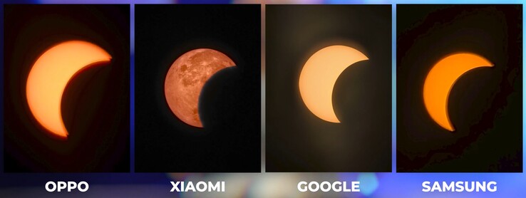 Ett jämförande kameratest under solförmörkelsen: Xiaomi 17 Ultra är den enda som sticker ut på ett negativt sätt.
