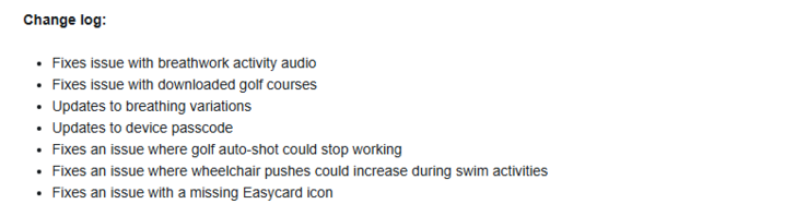 Release Notes för betaversion 15.05 för Garmins smartklockor Venu 3 och vivoactive 5. (Bildkälla: Garmin)