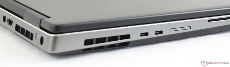 Vänster: 2x Thunderbolt 3, SD-kortläsare, Smartcard-läsare (tillval)
