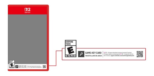 Ett exempel på förpackningen för ett Nintendo Switch 2 Game-Key Card. (Bildkälla: Nintendo)