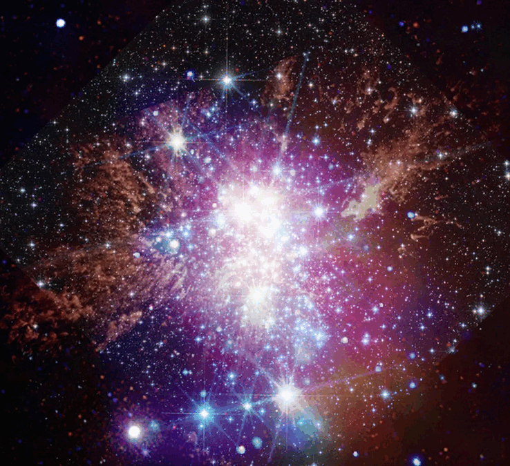 Bilden av Westerlund 1 som fångats av JWST, Hubble och Chandra (Bildkälla: flera - se källor)