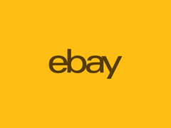 EBay-logotypen på en gul bakgrund