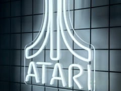 En neonvit LED-skylt med Ataris logotyp (bildkälla: Atari)