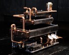 Kopparrör och tryckmätare ger datorn från Billet Labs en steampunk-look.