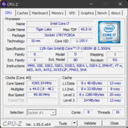 CPU-Z:s huvudsida