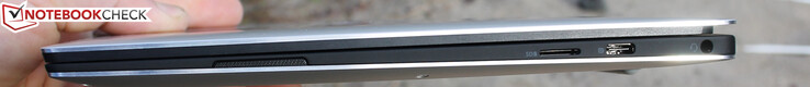 Höger sida: microSD-läsare, USB Typ C Gen.2, 3.5 mm stereoanslutning