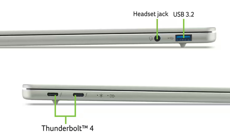 Acer Swift Air 14 har ett minimalt antal portar med tanke på sin 14-tumsformfaktor.
