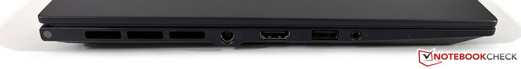Vänster: Strömförsörjning, HDMI 2.1, USB-A 3.2 Gen.2 (10Gbps), 3,5 mm ljud